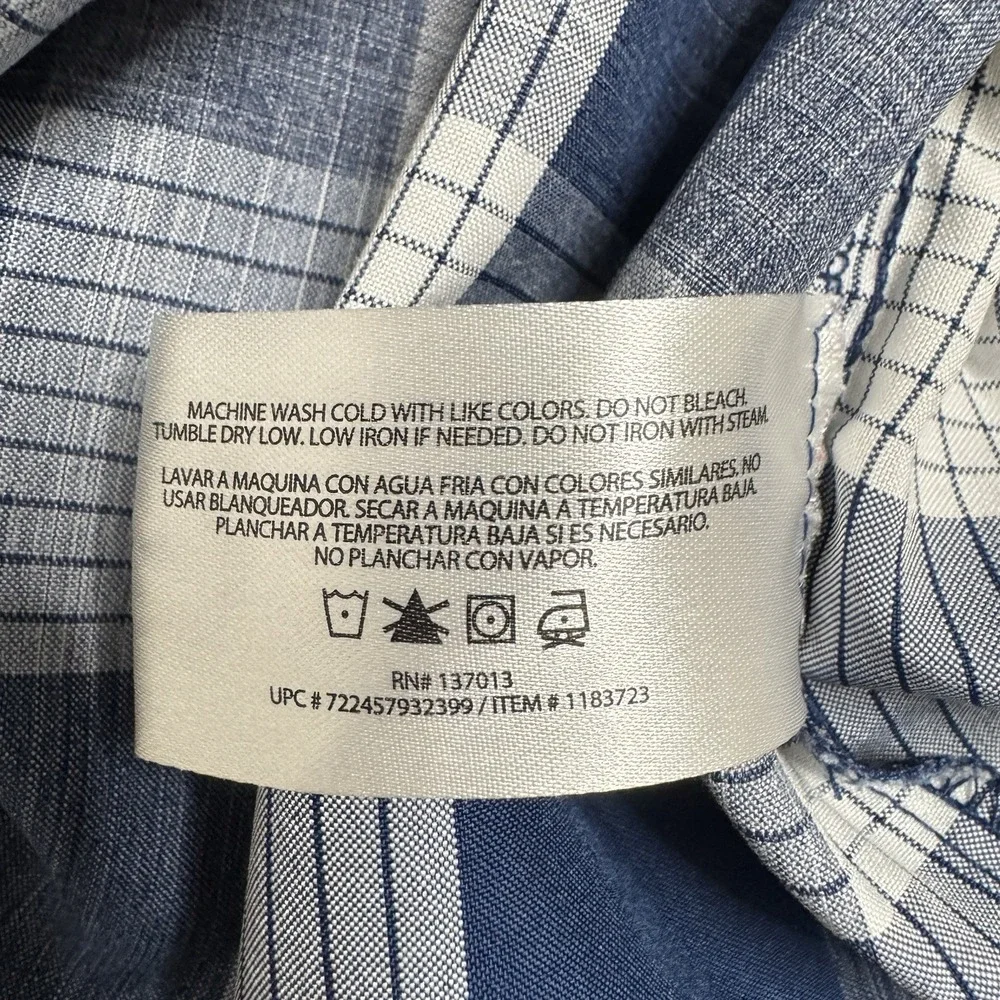 Orvis Shirt Mens XL Blue Plaid Classic Collection Button Up‎ Pockets Camp Fish